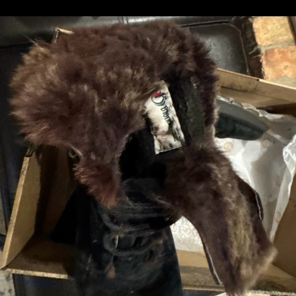 Blondo Black Suede Winter Boots with Fur Trim vintage women’s 6 - Picture 4 of 7